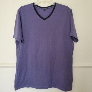 Robert Barakett T Shirt Mens L Kelso V Neck Tee 100% Cotton Purple Short Sleeve